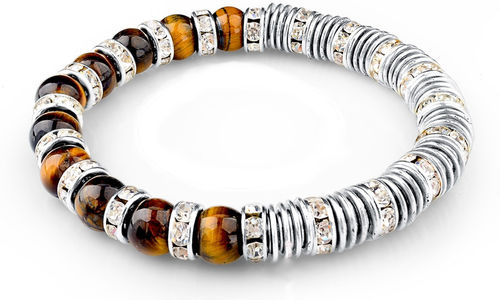 Tigerauge Armband mit Charms & Kristallen