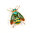 Brosche mit farbig schillernder Fliege