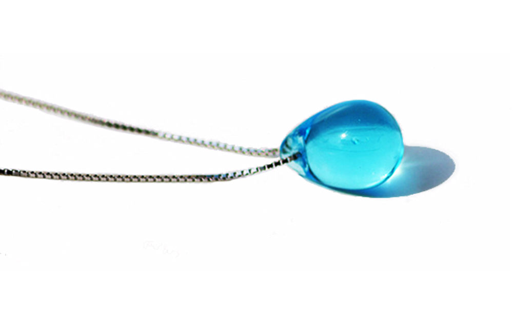 Stilvoll Ozeanblau Kristall Wasser Tropfen Anhänger Mit Strass Halskette N221