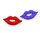 Brosche " Kuss - Lippen" mit glitzernden Kristallen-Blau