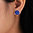 Runde Ohr-Clips mit Zirkonia Kristallen - Blau